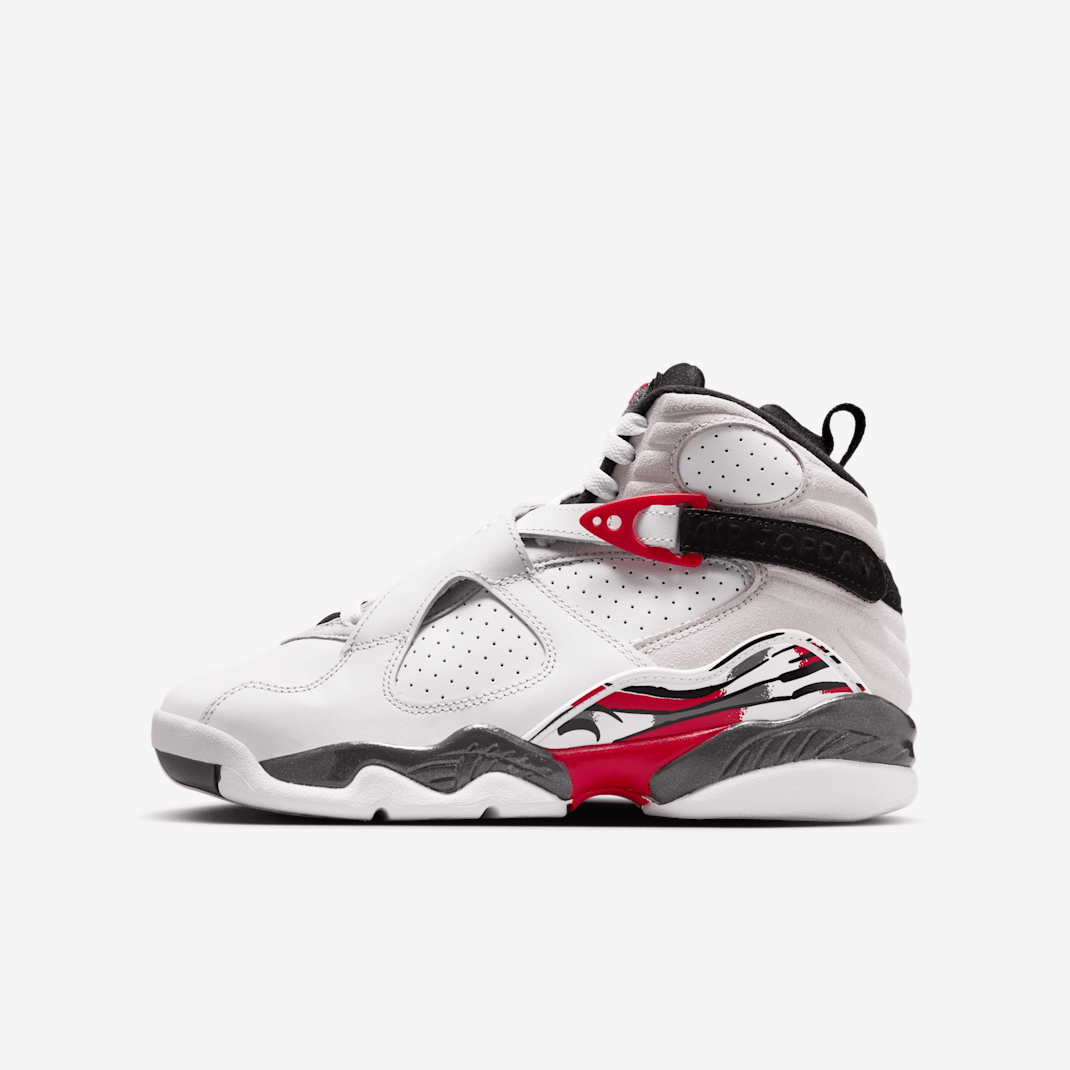 Air Jordan 8 Retro Big Kids' Shoes - White/True Red/Black